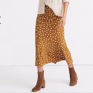 Madewell Drawstring Midi Slip Skirt in Big Dot